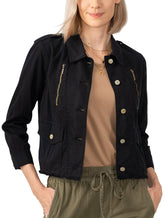Collared crop jacket in Caviar